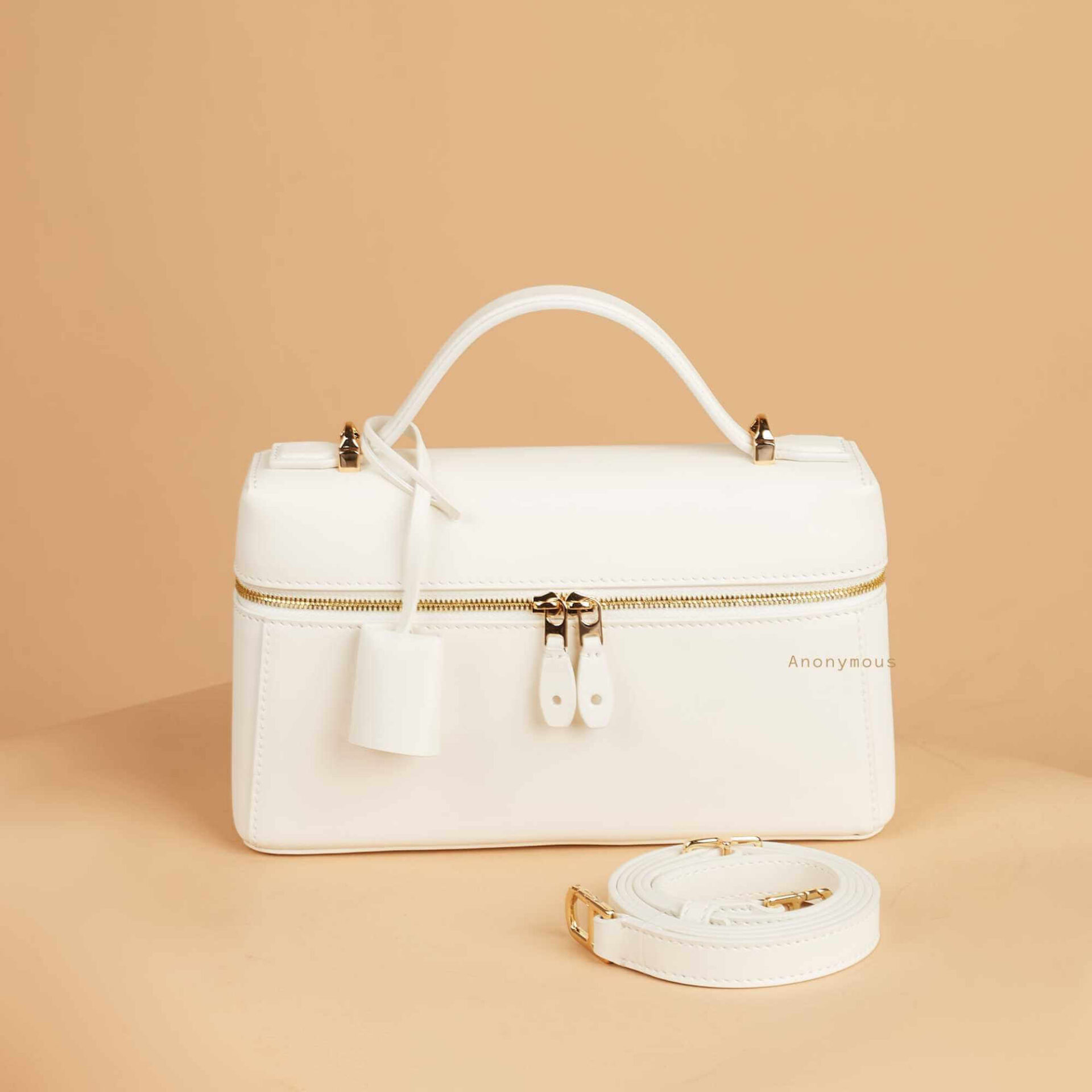 Anonymous Tyra Top Handle Box Leather/Ecru Canvas Leather GHW No Brand (Tas Kulit)